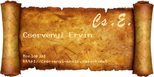 Cservenyi Ervin névjegykártya