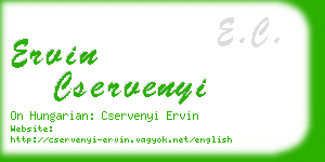 ervin cservenyi business card